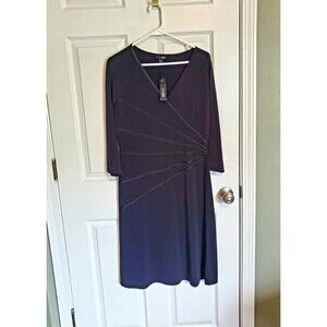 East 5th Black Dress Size L Narrow Black Ribbon Detail For Faux Wrap Look Unworn